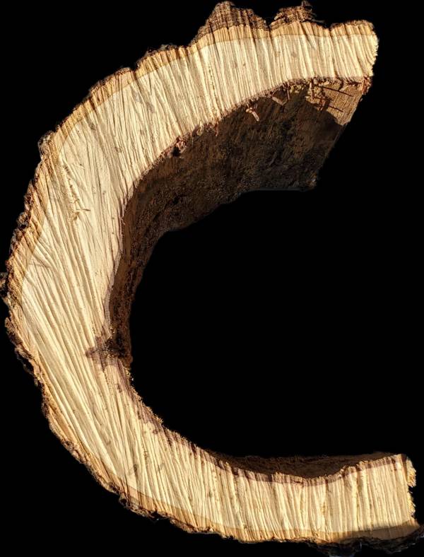 Crescent moon shaped wood