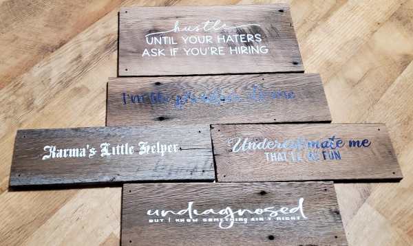Wooden quote signs
